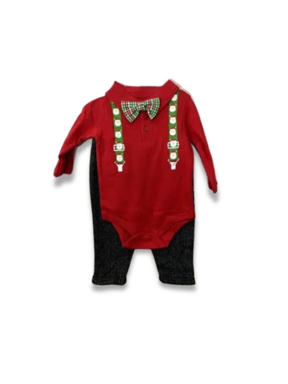 Baby Starters Festive Christmas Set Top & Pants Long Sleeves Red Black 6 Mos NWT
